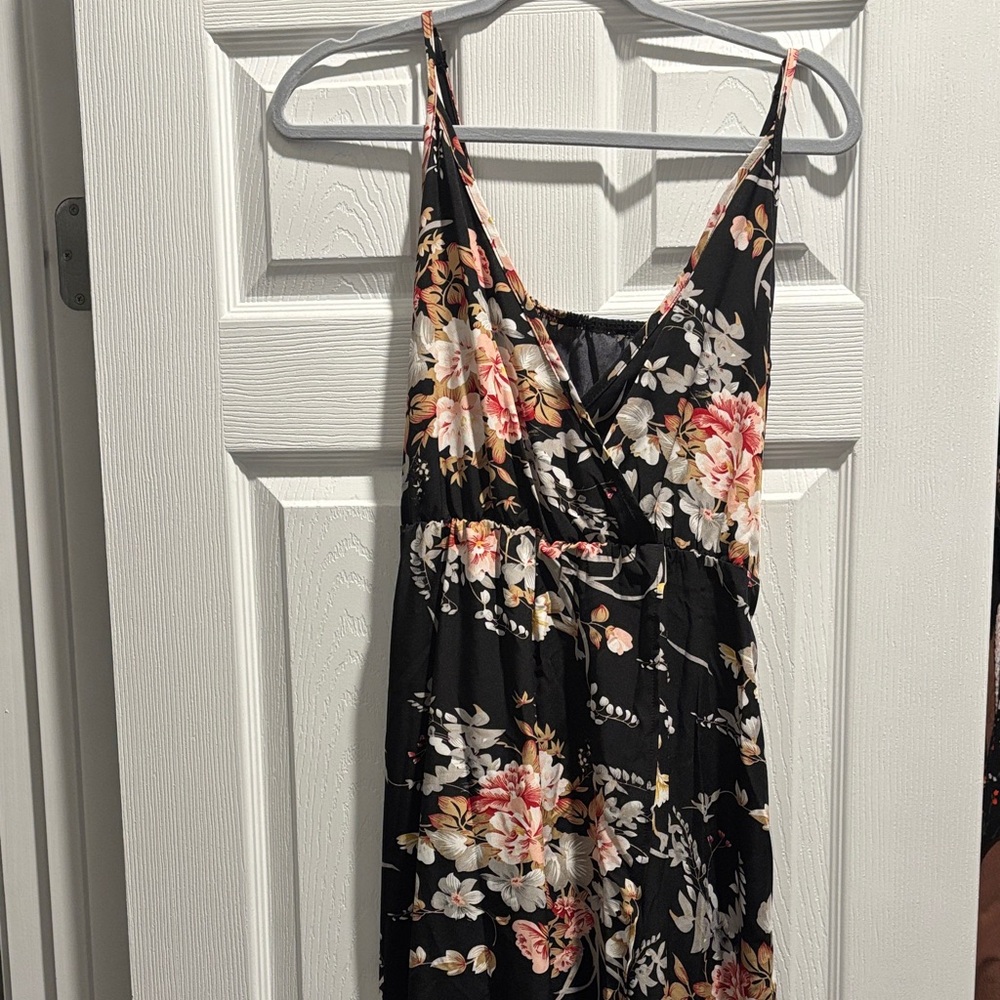 Floral Black Sleeveless wrap Dress